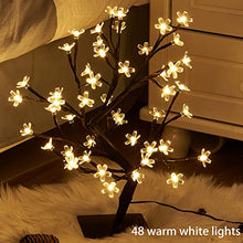 Load image into Gallery viewer, PEIDUO 17.5” Lighted Cherry Blossom Tree 48 Warm White Lights Plug in Adapter Light up Bonsai Tree for Christmas Indoor Home Bedroom Office Living Room Tabletop Tree Night Light Artificial Plants
