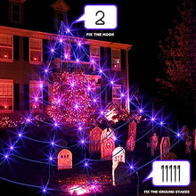 Load image into Gallery viewer, Vanthylit Halloween Decorations, Giant Spider Web Lights with 135 LED Purple Lights Black Spider Web for Outdoor Halloween Decorations Party Yard Haunted Mansion Decor