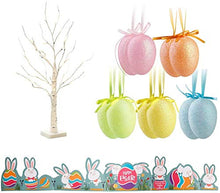 Load image into Gallery viewer, EAMBRITE Easter Egg Tree with Lights Timer Battery Operated White Twig Tree with Easter Decorations Decor for Home and Party (60cm/2ft)