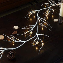 Load image into Gallery viewer, EAMBRITE Christmas Decorations 1.8m White Garland with 48 Warm White Lights Waterproof Pre-Lit Vine Twig Plug in for Indoor Outdoor Home Garden Party Decoration