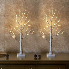 Load image into Gallery viewer, Eambrite Set of 2 Small Birch Twig Tree Lights Photo Display Tree with 24 Warm White LEDs Battery Operated Tabletop Decoration for Xmas Home Party Wedding (60cm/2ft)