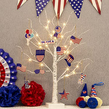 Load image into Gallery viewer, EAMBRITE 4th of July Decorations, 2FT Lighted Birch Tree with 12 Wooden 4th of July Accessories, Independence Day Decorations for Memorial Day Flag Day Home Table Decor, Battery Operated and Timer