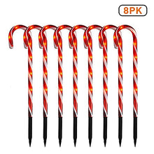 Load image into Gallery viewer, Vanthylit Outdoor Christmas Decoration 8PK Candy Cane Lights with 64 LEDs Pathway Christmas Markers with 8 Modes Plug in for Yard Garden Lawn (44cm)