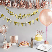 Load image into Gallery viewer, DELICHTER 2×Gold Geburtstag Deko Girlande und 1× 50 LEDs Lichtkette mit Battriebetrieben Happy Birthday Deko für Mädchen und Jungen