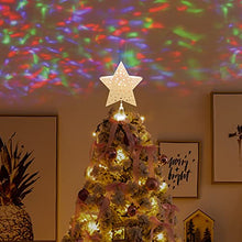 Load image into Gallery viewer, Vanthylit Golden Star Christmas Tree Topper Projector Tree Top Star with Water Ripple Effect LED Projector Christmas Tree Decoration(RGB)