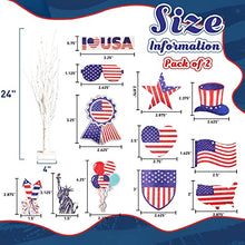Load image into Gallery viewer, EAMBRITE 4th of July Decorations, 2FT Set of 2 Lighted Birch Tree with 24 Wooden 4th of July Accessories, Patriotic Tree Decorations for Independence Day Fouth of July Table Centerpieces with Timer