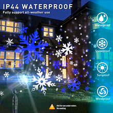Load image into Gallery viewer, White Blue Snowflake Projector Lights, LED Rotating Projector Light for Birthday, Wedding, Theme Party, Garden, Home Winter Decor