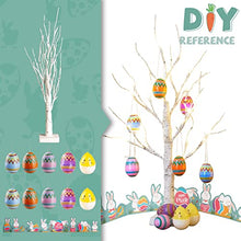 Load image into Gallery viewer, EAMBRITE Weißer Oster Baum mit bunten Eiern, Batterie betriebener Zweigbaum mit Lichtern, Oster Geschenke für Kinder (60 cm/24 LEDs)