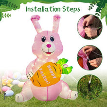 Load image into Gallery viewer, PEIDUO Easter Decorations, Inflatable Easter Bunny with LED Lights, Easter Inflatables Outdoor Decorations with Sandbag and Stakes, Easter Blow up Yard Decorations for Holiday Garden Lawn Party (4FT)