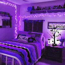 Load image into Gallery viewer, EAMBRITE Halloween Tree, 2FT Black Spooky Tree with 24 LED Purple Lights and 8 Bats, Battery Operated Cute Centerpieces Tabletop Black Tree with Timer for Halloween Decorations Indoor Home Fireplace