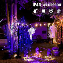 Load image into Gallery viewer, EAMBRITE Halloween Tree 4FT 180LED Black Willow Tree with Orange Purple Fairy Lights and Spider Web, Lighted Spooky Artificial Tree for Indoor Outdoor House Home Halloween Decorations