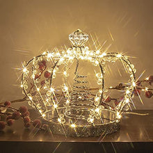 Load image into Gallery viewer, PEIDUO Christmas Jeweled Crown Tree Topper Adapter Plug in with 60 Warm White Lights LED Light Up Tree Topper Decoration for Christmas Tree