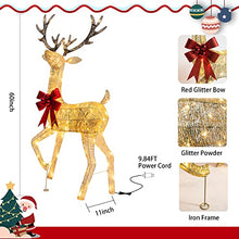 Load image into Gallery viewer, Vanthylit Christmas Lighted Reindeer Outdoor Decoration, Indoor Christmas Pre-lit Reindeer Decor, 5FT Champagne Deer with 100 Warm White Led Lights for Christmas, Xmas, Yard, Garden, Indoor, Outdoor