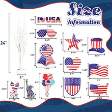 Load image into Gallery viewer, EAMBRITE 4th of July Decorations, 2FT Lighted Birch Tree with 12 Wooden 4th of July Accessories, Independence Day Decorations for Memorial Day Flag Day Home Table Decor, Battery Operated and Timer
