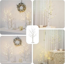 Load image into Gallery viewer, PABIPABI Lighted Birch Tree, 24 LED 22'' Christmas Tree, Tabletop ceterpiece Artificial Tree Lights Battery Powered Timer for Home Office Bedroom Wedding