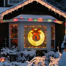 Load image into Gallery viewer, Christmas Decorations, Vanthylit Lighted Christmas Wreath with 18.5'' 400LT Warm White LED Metal Wreath Lights Frame Covered with Champagne Glittering Sequins for Christmas Home Wall Door Decoration