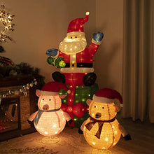 Load image into Gallery viewer, PEIDUO Light up Pink Pig and Brown Bear Suit,30 Inch Height with 100 Warm White Lights, Pre Lit Collapsible Christmas Decorations for Indoor Outdoor Holiday Yard Porch Patio Bedroom Lawn Garden Décor