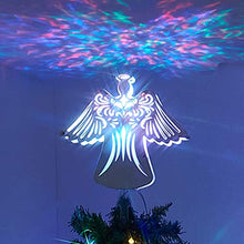 Load image into Gallery viewer, EAMBRITE Christmas Tree Topper Silver Angel Tree Topper Projector with Multi-colour Ripple Effect Plug in for Indoor Outdoor Christmas Tree Decoration