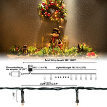 Load image into Gallery viewer, PABIPABI Christmas Tree Lights Warm White, 2 Pack 200 Led Outdoor Christmas Lights for House, 66ft Waterproof Christmas String Lights Plug in with 8 Modes for Bedroom Indoor & Outdoor Decor(2 Pack)