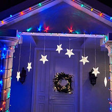 Load image into Gallery viewer, EAMBRITE Stars Window Curtain Lights 80 Warm White LED 8-Stars Curtain String Lights Twinkle String Lights for Home Patio Wedding Backdrop Christmas Decorations