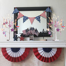 Load image into Gallery viewer, EAMBRITE 4th of July Decorations for Home, Light up Birch Tree with 24pcs Star Hanging Ornaments, Red White and Blue Decor, Patriotic Lighted Tabletop Battery Powered Timer for Memorial Day, Party