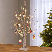 Load image into Gallery viewer, PEIDUO Christmas Decorations Indoor 2FT 24LT Lighted Birch Tree with 8 Christmas Gnome Ornaments Battery Powered with Timer for Home Table Party Festival Wedding Decor