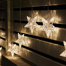 Load image into Gallery viewer, Vanthylit Star Curtain String Lights with Twinkle Lights Warm White Window Fairy Lights with Waterproof Transformer Christmas Star Decoration Lights for Indoor and Outdoor Decoration