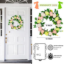 Load image into Gallery viewer, EAMBRITE Easter Egg Wreath 13” 16LT Spring Wreath with Timer Function Battery Operated for Front Door Window Wall
