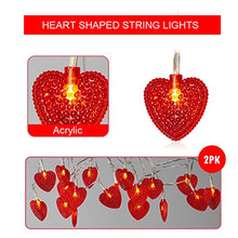 Load image into Gallery viewer, EAMBRITE Set of 2 10LT Red Heart String Lights Battery Operated for Bedroom Wedding Love Anniversary