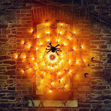 Load image into Gallery viewer, Vanthylit Halloween Spider Web Lights with Black Spider, 70LED Orange Halloween Lights Waterproof for Halloween Decorations Indoor Outdoor