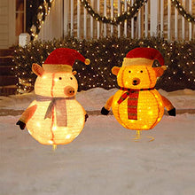 Load image into Gallery viewer, Eambrite 2.5FT Christmas Decorations Lights Collapsible Brown Bear Pink Pig Set Pop up Outdoor Xmas Decoration Gift for Kids (Set of 2)