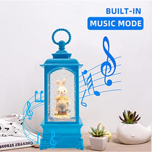 Load image into Gallery viewer, PEIDUO Easter Bunny Snow Globe Music Box Easter Bunny Decor Easter Decorations for The Home Holidays 3 AA Battery or USB Powered