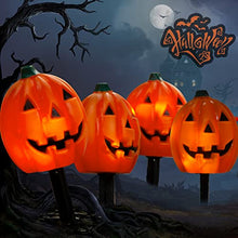 Load image into Gallery viewer, PEIDUO 4PK Halloween Yard Stakes with 20LT Warm White Lights, Pumpkin Pathway Lights for Outdoor Driveway Walkway Garden Lawn Decor, Sidewalk Decorations