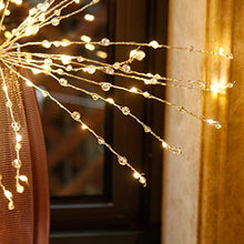 Load image into Gallery viewer, EAMBRITE 18 Inch Wrapped Lighted LED Copper Wire Twig Starburst Light 90 Warm White with Transparent Beads Decorative Home Xmas Wedding