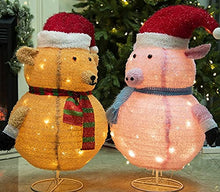 Load image into Gallery viewer, Eambrite 2.5FT Christmas Decorations Lights Collapsible Brown Bear Pink Pig Set Pop up Outdoor Xmas Decoration Gift for Kids (Set of 2)