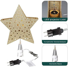 Load image into Gallery viewer, EAMBRITE 23cm Weihnachtsbaumspitze Stern Baum Deckel Hohles Gold Christbaumspitze Mit Rotierendem Magischem Warmweißem Projektor Für Weihnachtsbaum-Dekoration