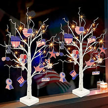 Load image into Gallery viewer, Set of 2 Patriotic Indoor Tree Decorations for 4th of July Home Decor