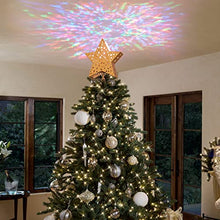 Load image into Gallery viewer, Vanthylit Golden Star Christmas Tree Topper Projector Tree Top Star with Water Ripple Effect LED Projector Christmas Tree Decoration(RGB)