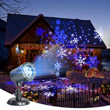 Load image into Gallery viewer, Vanthylit Christmas Projection Lights White and Blue Snowflakes Projector Outdoor and Indoor Waterproof LED Landscape Lighting for Christmas Garden House Party Decoration