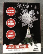 Load image into Gallery viewer, EAMBRITE Christmas Tree Topper Silver Snowflake Tree Topper Projector with Rotating Snowflake Projection Plug in for Indoor and Outdoor Christmas Tree Decoration