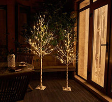 Load image into Gallery viewer, EAMBRITE White Christmas Twig Trees Set of 6FT, 5FT Birch Tree with Warm White LEDs Timer Mains Powered with Waterproof Adaptor for Outdoor and Indoor Christmas Decorations