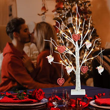 Load image into Gallery viewer, PEIDUO Valentines Day Decor, Lighted Valentine Tree with 8 Hanging Ornaments Battery Powered Timer, Valentines Day Decorations for The Home Indoor Bedroom Wedding Party (2FT Warm White Lights)
