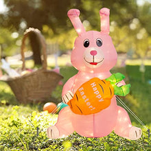 Load image into Gallery viewer, PEIDUO Easter Decorations, Inflatable Easter Bunny with LED Lights, Easter Inflatables Outdoor Decorations with Sandbag and Stakes, Easter Blow up Yard Decorations for Holiday Garden Lawn Party (4FT)