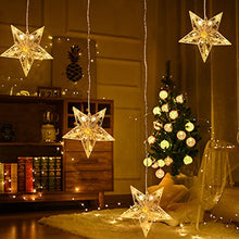 Load image into Gallery viewer, PEIDUO 9 Stars Curtain String Lights Plug Powered with Warm White Light Star Decoration for Indoor, Outdoor, Ramadan, Wedding, Party,Garden Patio Home Decorations