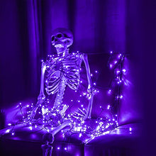 Load image into Gallery viewer, Eambrite Halloween Lights 20m 200 LED Purple Fairy Lights Plug in with Horror Halloween Music Sync Waterproof Outdoor String Lights Decorations for Garden Home Haunted House Décor- Black Cable