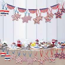 Load image into Gallery viewer, EAMBRITE 4th of July Ornaments for Tree, Red White and Blue Hanging Star Decorations, Memorial Day USA Themed Patriotic Fabric Star for Home, Fourth of July, Independence Day, Christmas Tree(24 PCS)