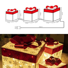Load image into Gallery viewer, PEIDUO Christmas Lighted Gift Boxes, Set of 3, Outdoor Present Decorations, Under The Tree Packages for Indoor Holiday Party Weddings Yard and Home Ornament Décor