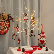 Load image into Gallery viewer, PEIDUO Christmas Decorations Indoor 2FT 24LT Lighted Birch Tree with 8 Christmas Gnome Ornaments Battery Powered with Timer for Home Table Party Festival Wedding Decor