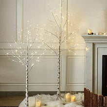 Load image into Gallery viewer, PABIPABI (Pack of 2) White Birch Tree with Lights Set 5FT 6FT Christmas Tree Lights Combo Kit Perfect for Indoor Outdoor Home Decor Holiday Party Wedding Thanksgiving & Christmas Decorations