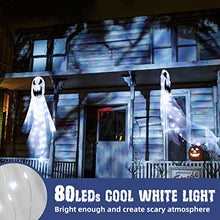 Load image into Gallery viewer, Set of 2 - EAMBRITE Halloween Ghost Windsock Light Hanging Halloween Flag with 80 Cool White Lights Halloween Decorations for Yard Party Garden Outdoor Decor